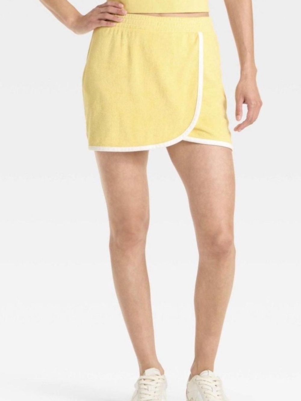 Yellow Terrycloth tennis Skirt with White Trim